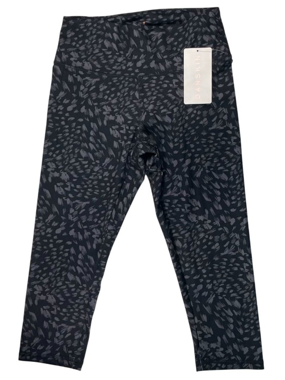 Danskin Fauna Printed Capri Leggings M Black Leopard High Rise Mob Wife Yoga